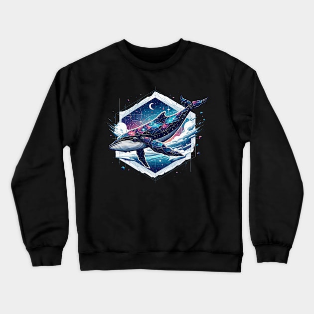 Celestial Space Voyager: Galactic Whale Crewneck Sweatshirt by Graphic Wonders Emporium